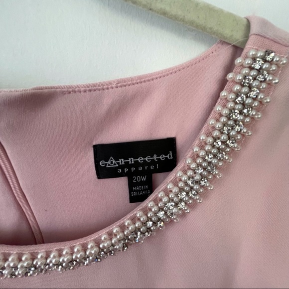 🪐Connected Apparel Pink Ruffle Dress with Pearl Jeweled collar in 20w🪐 - Picture 3 of 3
